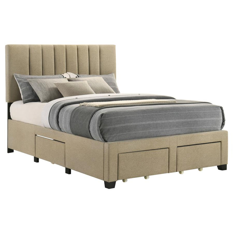 Wheatland 4-drawer Upholstered Full Storage Bed Light Brown-zoom-