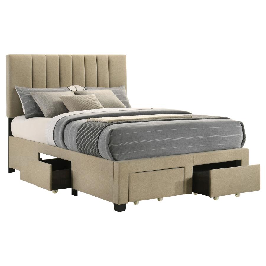 Wheatland 4-drawer Upholstered Full Storage Bed Light Brown-6