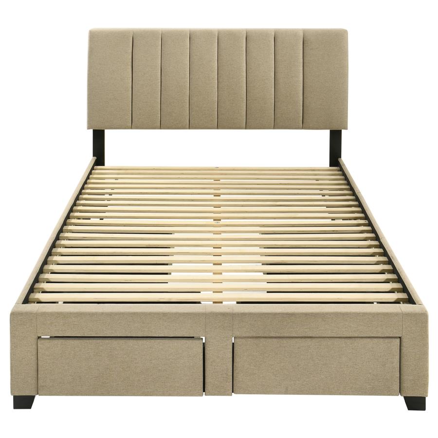 Wheatland 4-drawer Upholstered Full Storage Bed Light Brown-7