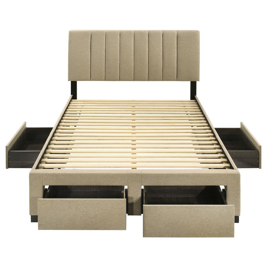 Wheatland 4-drawer Upholstered Full Storage Bed Light Brown-8