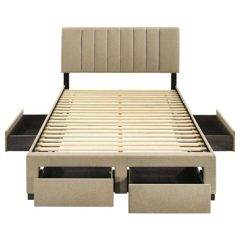 Wheatland 4-drawer Upholstered Full Storage Bed Light Brown-zoom-