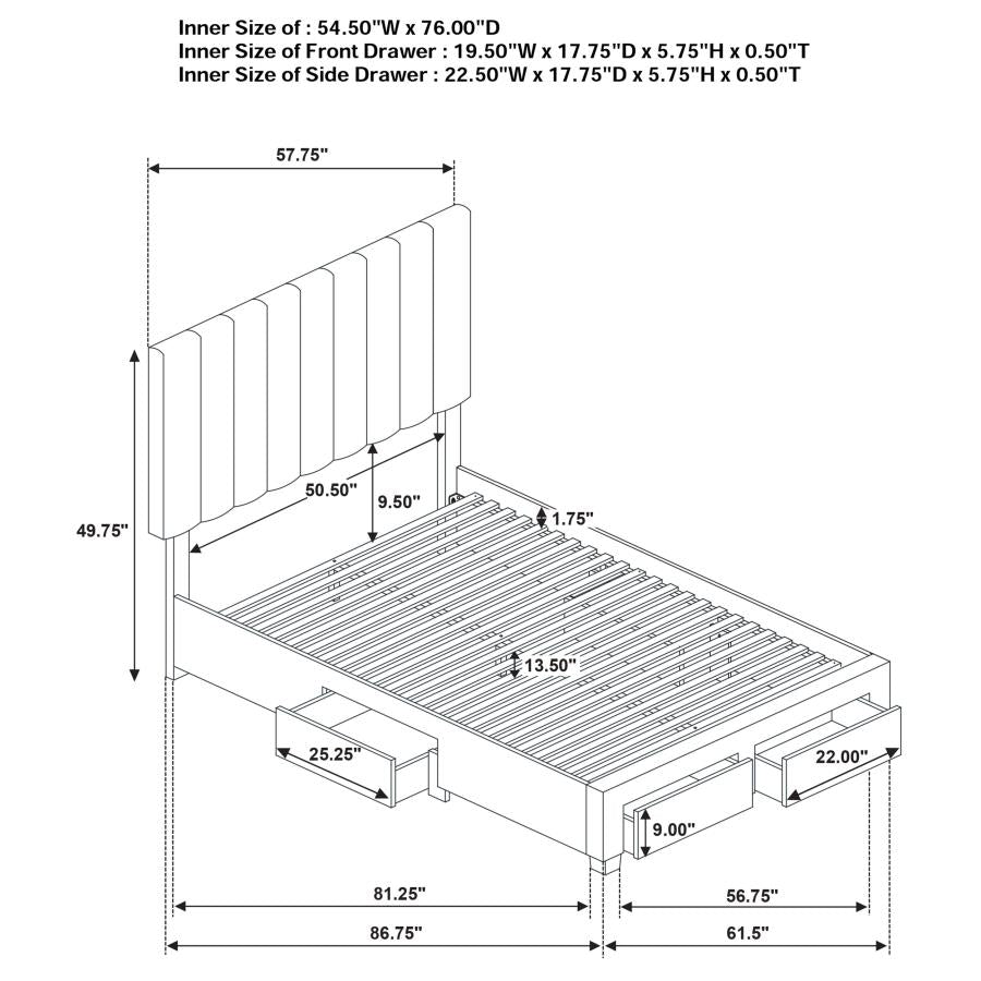 Wheatland 4-drawer Upholstered Full Storage Bed Light Brown-12