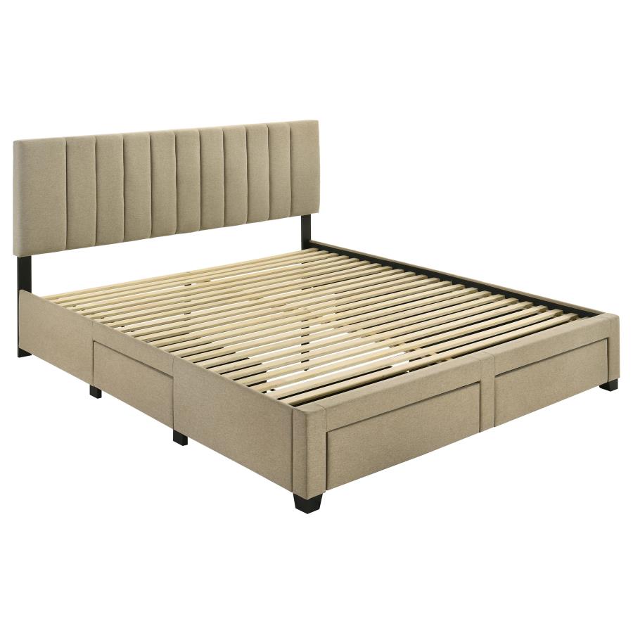 Wheatland 4-drawer Upholstered Eastern King Storage Bed Brown-zoom-4