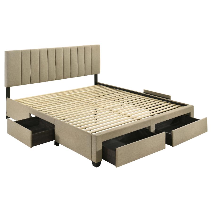 Wheatland 4-drawer Upholstered Eastern King Storage Bed Brown-1