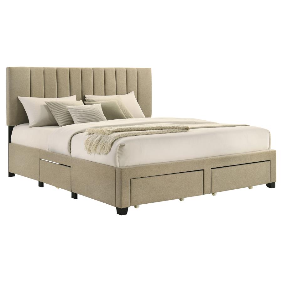Wheatland 4-drawer Upholstered Eastern King Storage Bed Brown-zoom-5