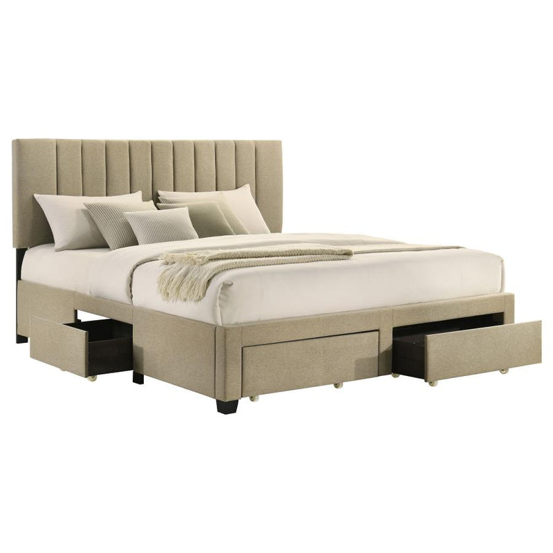 Wheatland 4-drawer Upholstered Eastern King Storage Bed Brown-zoom-