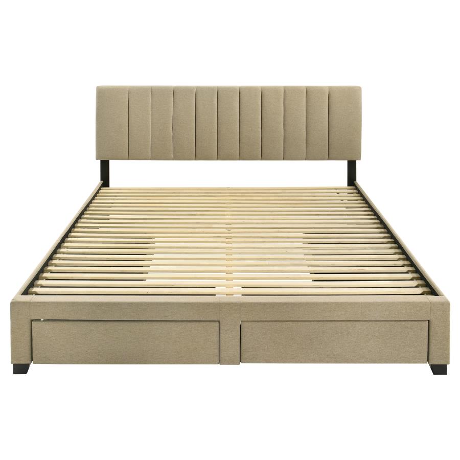 Wheatland 4-drawer Upholstered Eastern King Storage Bed Brown-zoom-7