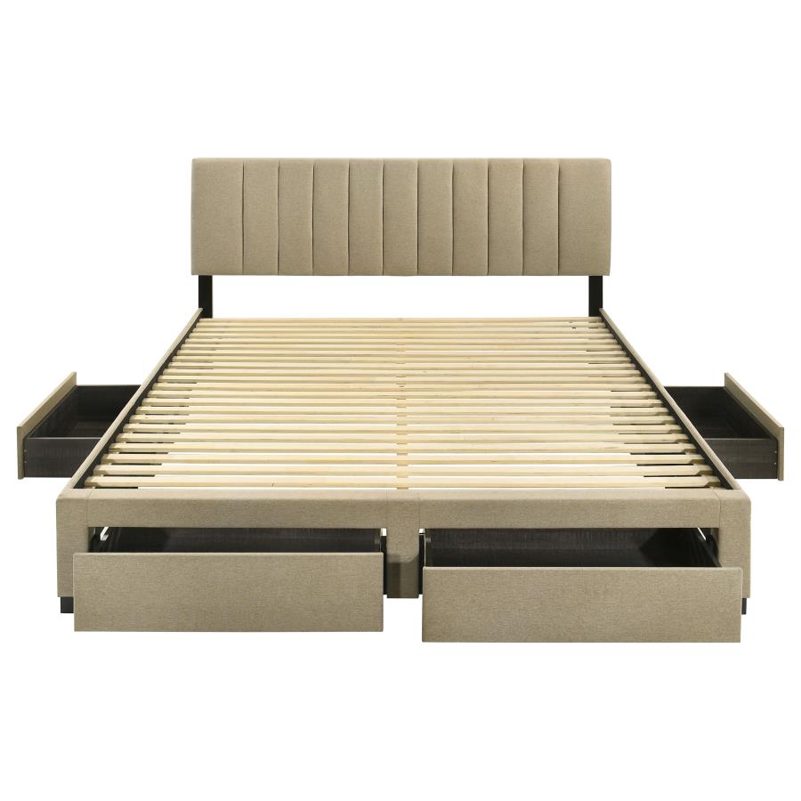 Wheatland 4-drawer Upholstered Eastern King Storage Bed Brown-8