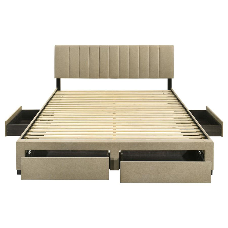 Wheatland 4-drawer Upholstered Eastern King Storage Bed Brown-zoom-