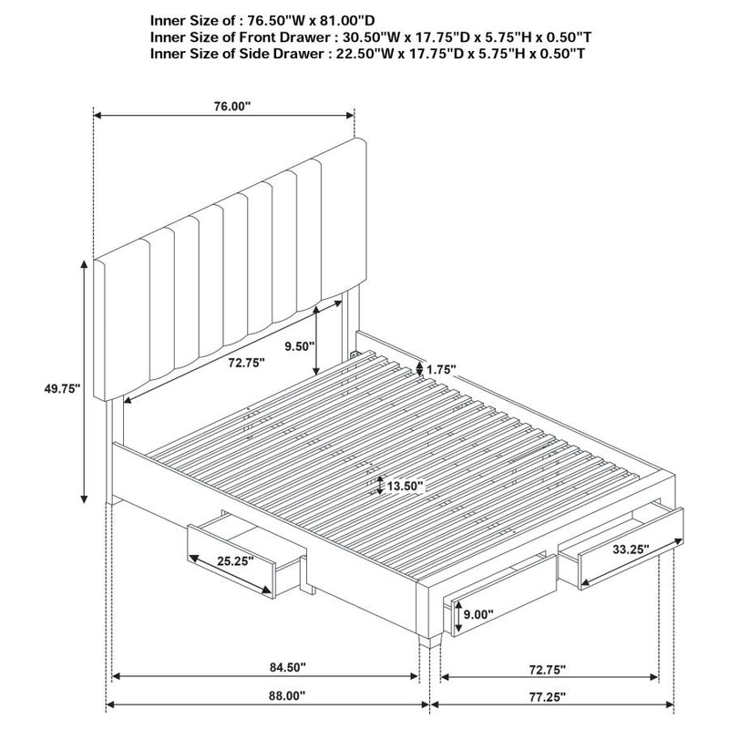 Wheatland 4-drawer Upholstered Eastern King Storage Bed Brown-zoom-