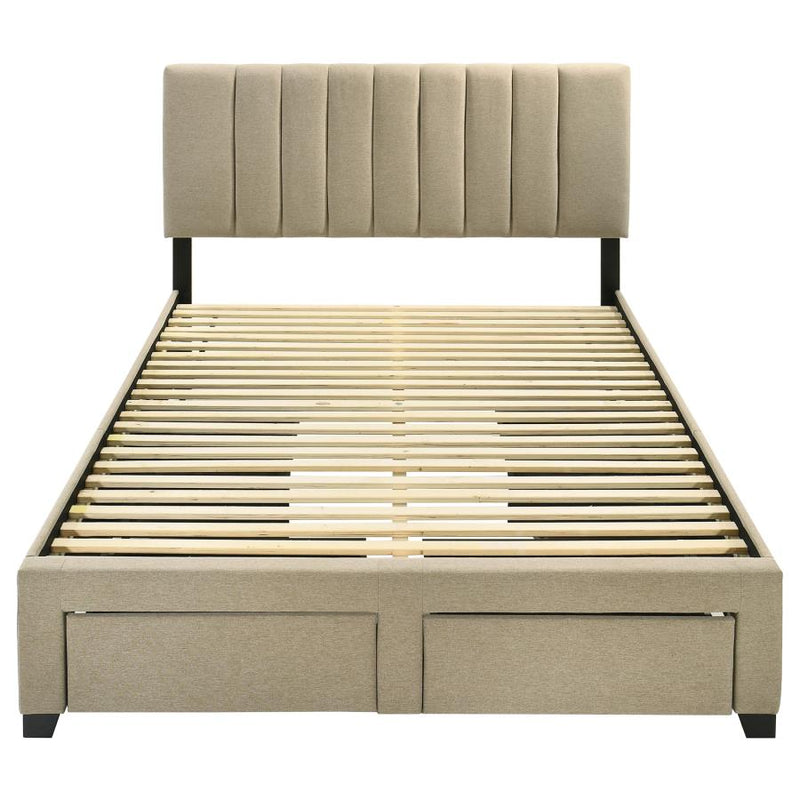 Wheatland 4-drawer Upholstered Queen Storage Bed Light Brown-zoom-
