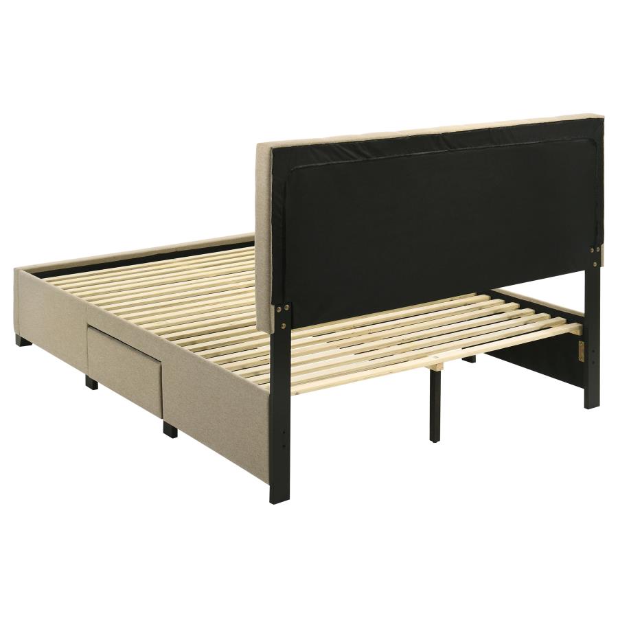 Wheatland 4-drawer Upholstered Queen Storage Bed Light Brown-7