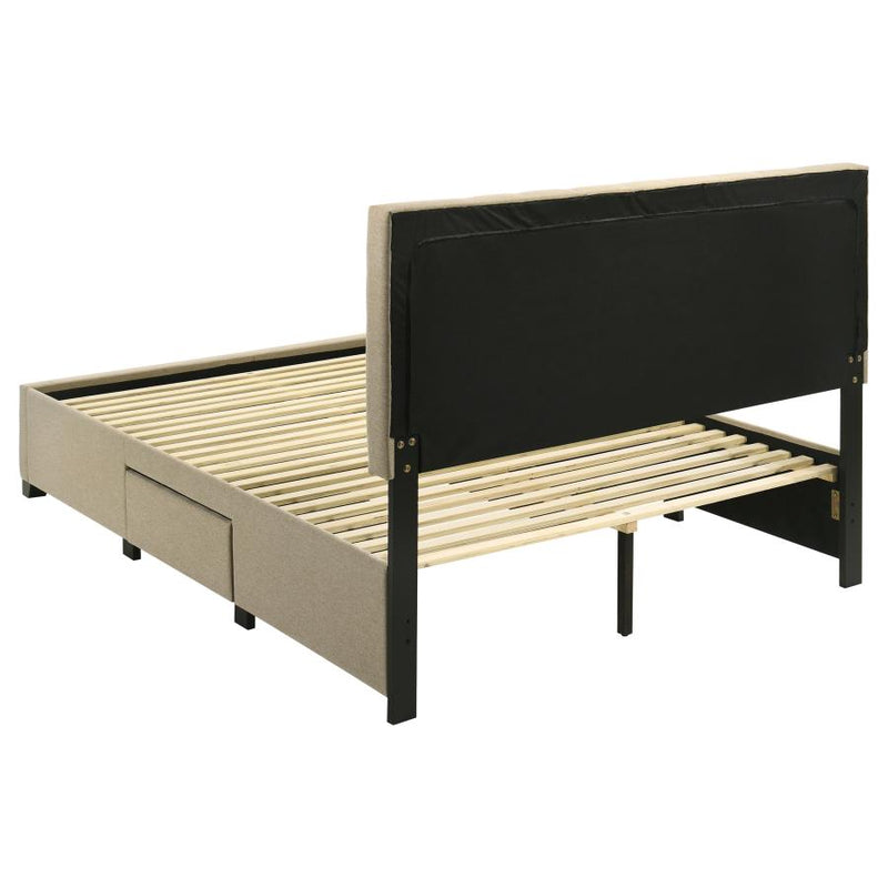 Wheatland 4-drawer Upholstered Queen Storage Bed Light Brown-zoom-