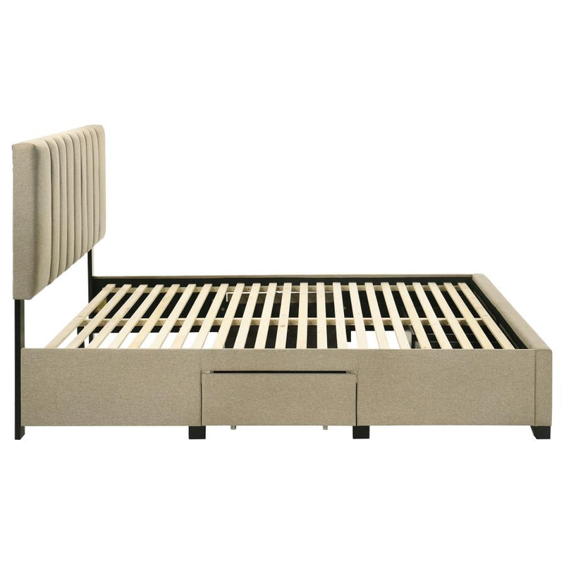 Wheatland 4-drawer Upholstered Queen Storage Bed Light Brown-zoom-