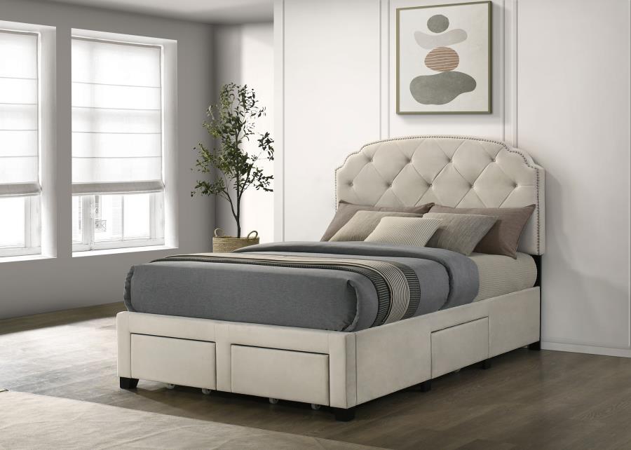 Marianna 4-drawer Upholstered Full Storage Bed Cream-zoom-2