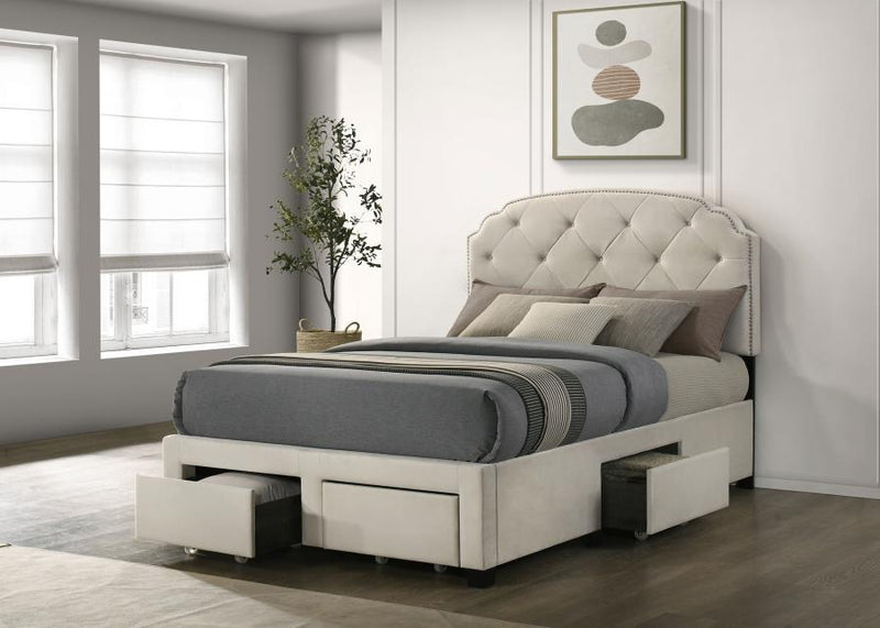 Marianna 4-drawer Upholstered Full Storage Bed Cream-zoom-