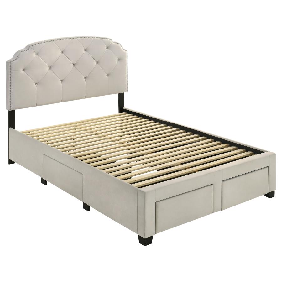 Marianna 4-drawer Upholstered Full Storage Bed Cream-4