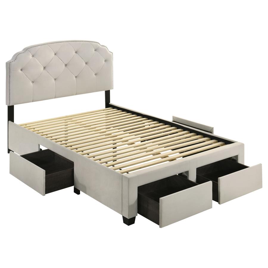 Marianna 4-drawer Upholstered Full Storage Bed Cream-zoom-1