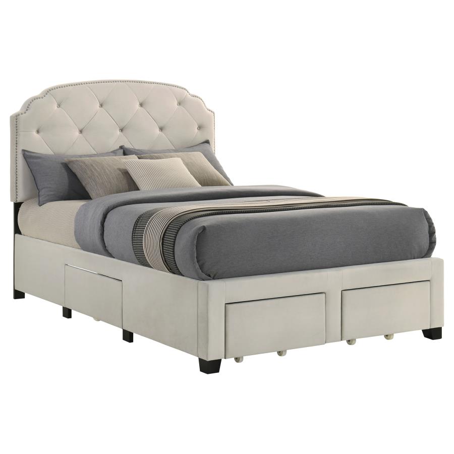 Marianna 4-drawer Upholstered Full Storage Bed Cream-zoom-5