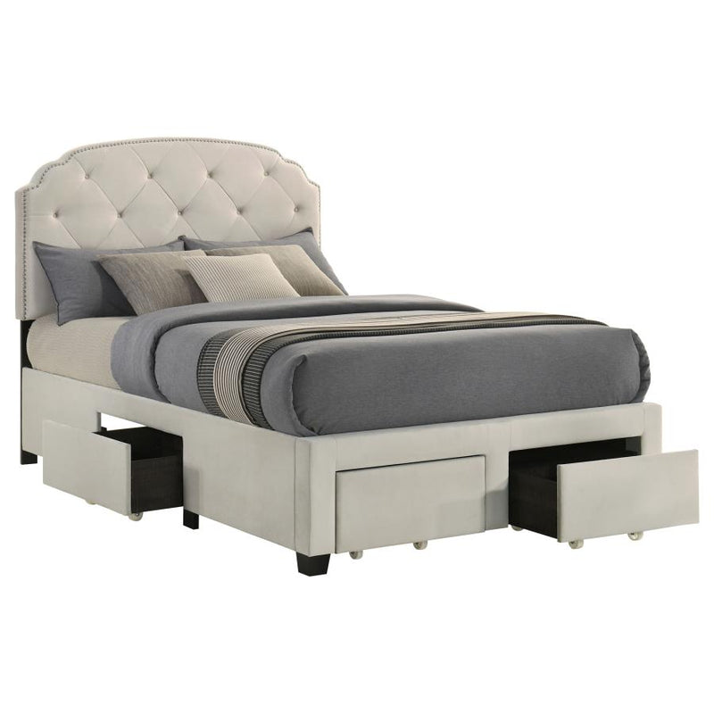 Marianna 4-drawer Upholstered Full Storage Bed Cream-zoom-