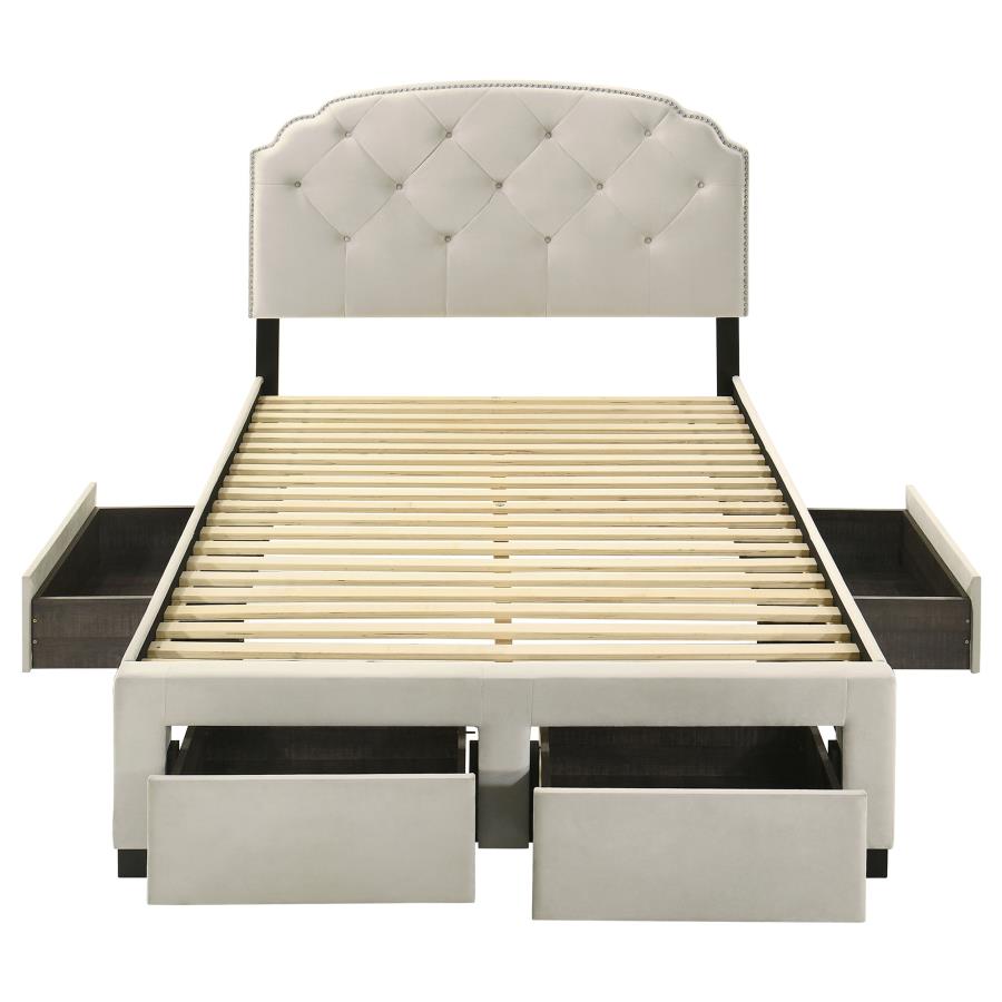 Marianna 4-drawer Upholstered Full Storage Bed Cream-8