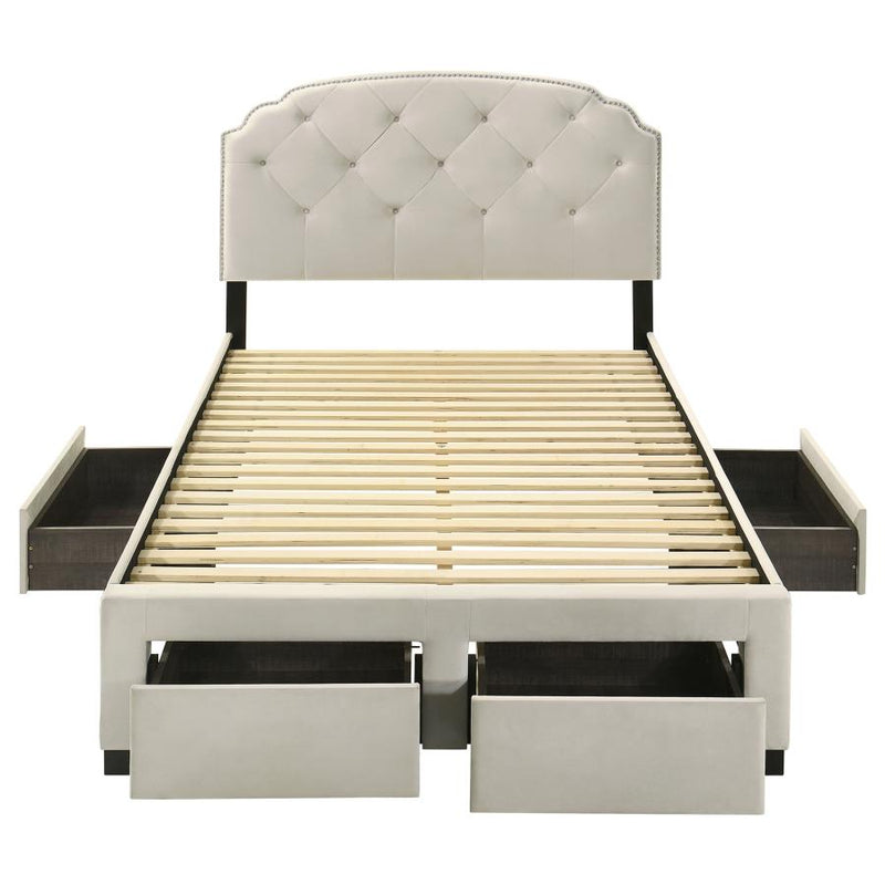 Marianna 4-drawer Upholstered Full Storage Bed Cream-zoom-