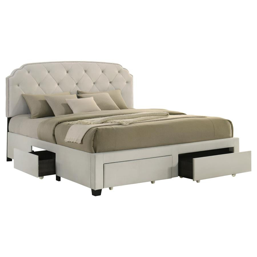 Marianna 4-drawer Upholstered Eastern King Storage Bed Cream-zoom-6