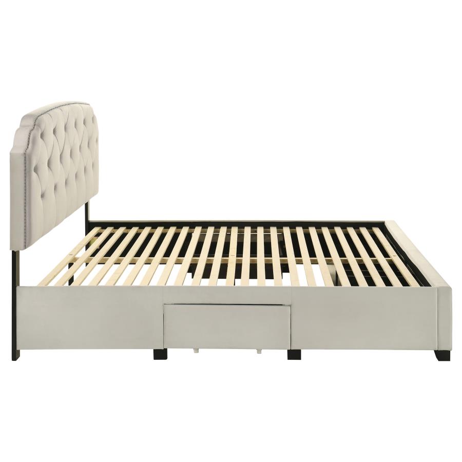 Marianna 4-drawer Upholstered Eastern King Storage Bed Cream-10