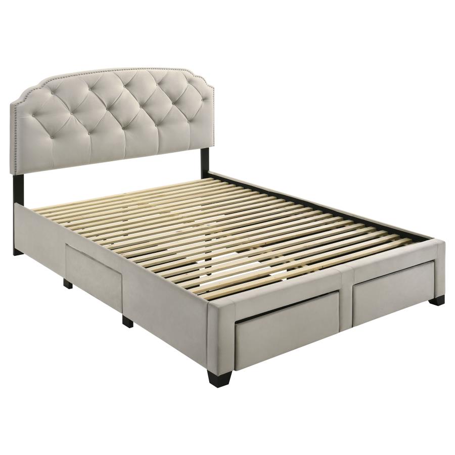 Marianna 4-drawer Upholstered Queen Storage Bed Cream-zoom-4