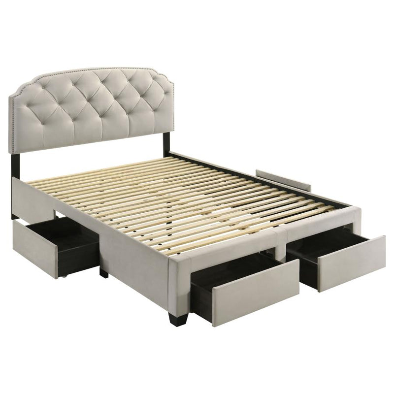 Marianna 4-drawer Upholstered Queen Storage Bed Cream-zoom-