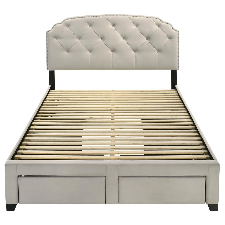Marianna 4-drawer Upholstered Queen Storage Bed Cream-7