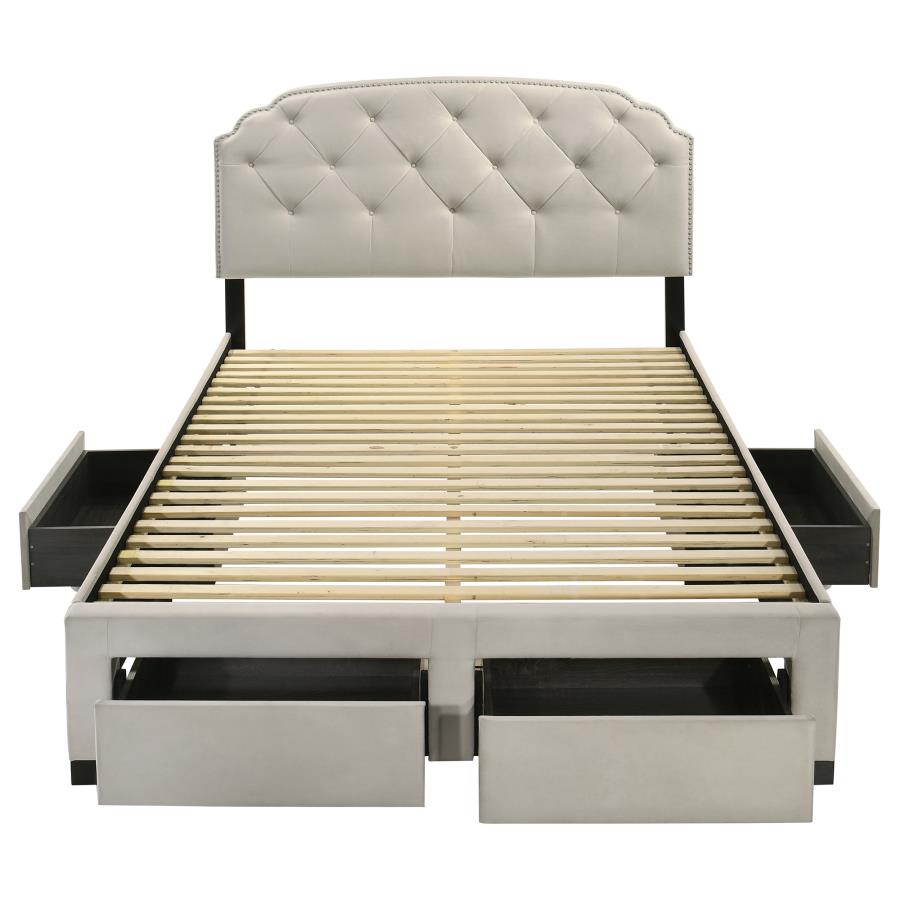 Marianna 4-drawer Upholstered Queen Storage Bed Cream-zoom-8