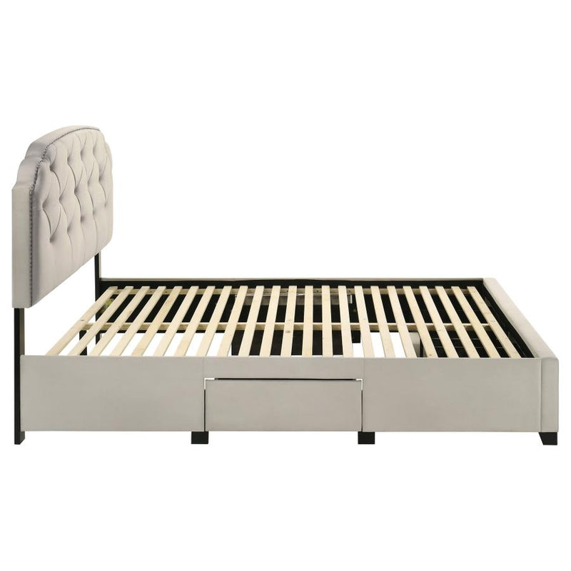 Marianna 4-drawer Upholstered Queen Storage Bed Cream-zoom-