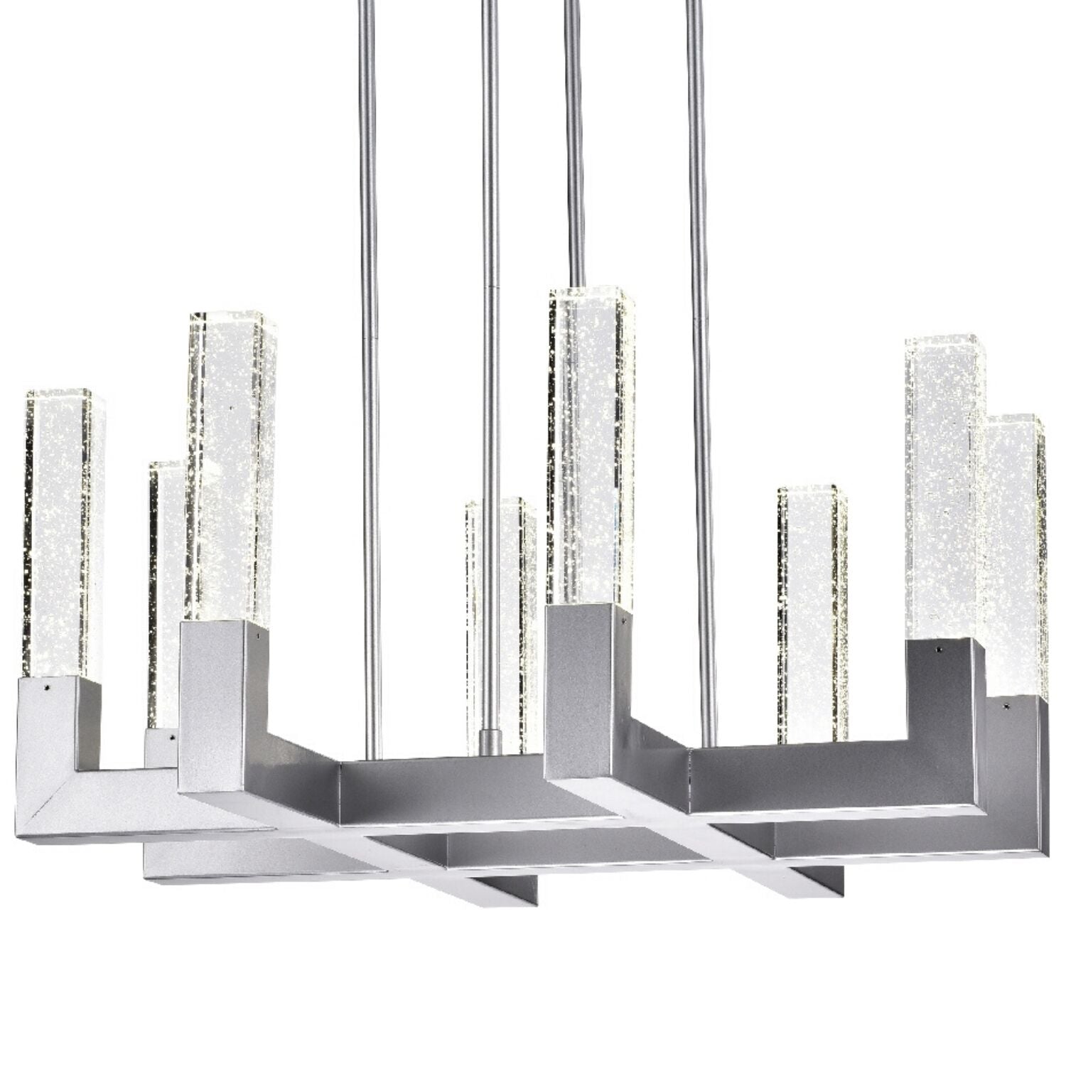 8 Light Square Crystal Dianyi LED Chandelier // Silver-1