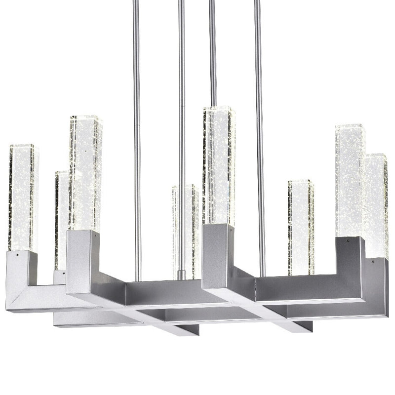 8 Light Square Crystal Dianyi LED Chandelier // Silver-zoom-