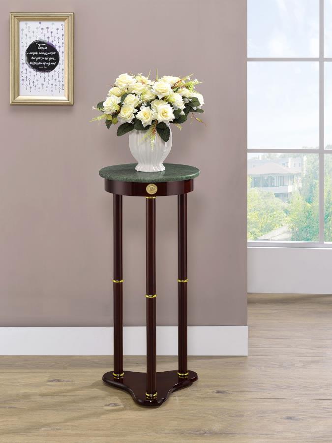 Edie Round Marble Top Plant Stand Merlot-2