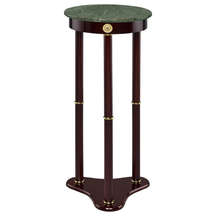 Edie Round Marble Top Plant Stand Merlot-1