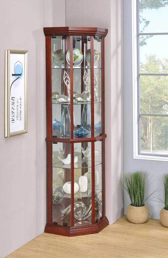 Appledale 6-shelf Corner Curio Display Cabinet Medium Brown-zoom-2