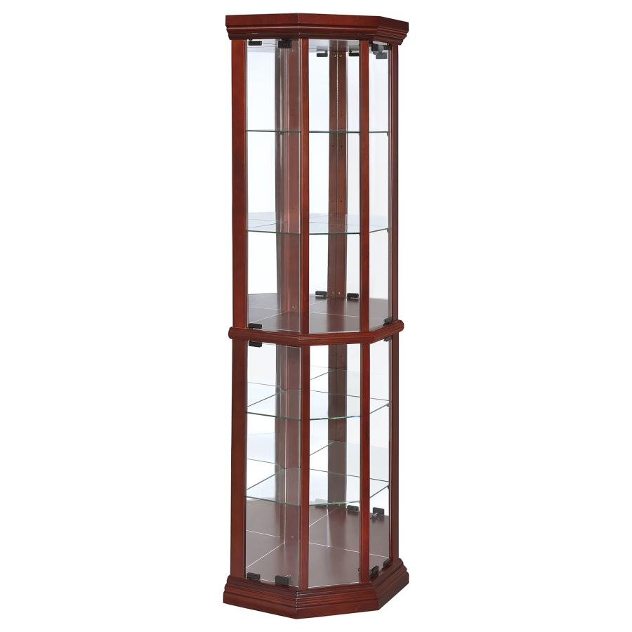 Appledale 6-shelf Corner Curio Display Cabinet Medium Brown-zoom-1