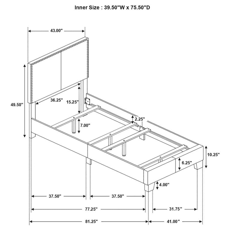 Boyd Upholstered Twin Panel Bed Ivory-zoom-