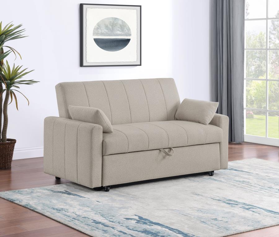 Portland Boucle Upholstered Sleeper Sofa Bed Latte-2