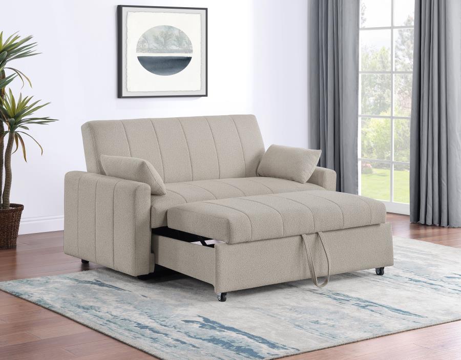 Portland Boucle Upholstered Sleeper Sofa Bed Latte-zoom-3