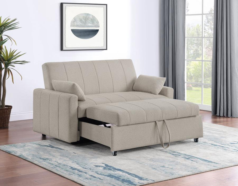 Portland Boucle Upholstered Sleeper Sofa Bed Latte-zoom-