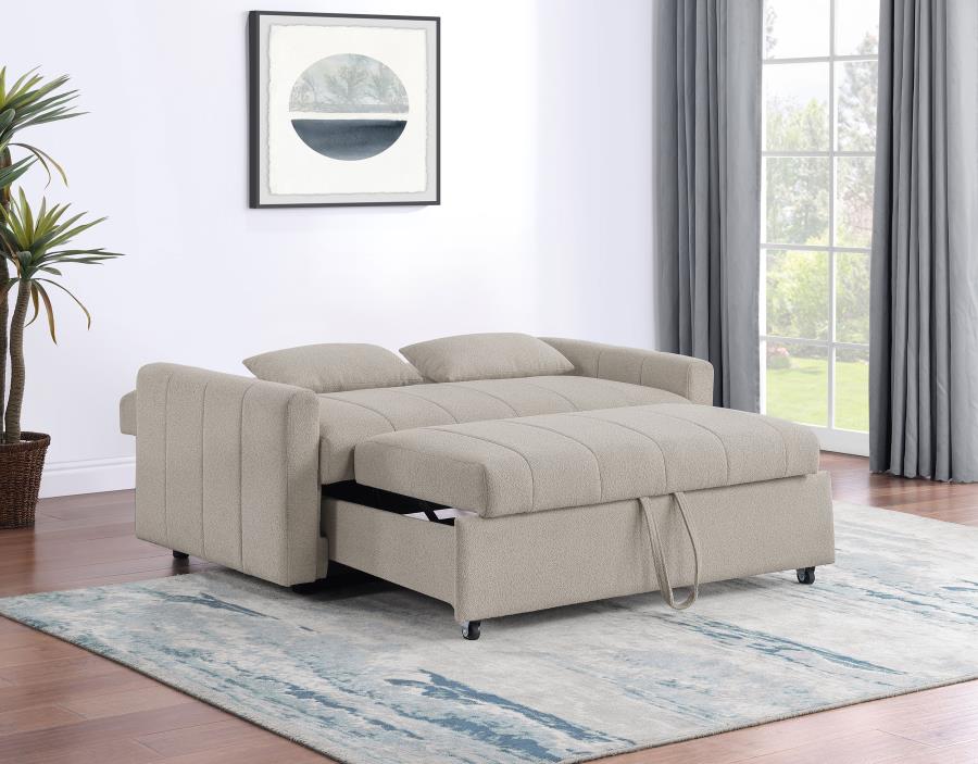 Portland Boucle Upholstered Sleeper Sofa Bed Latte-4