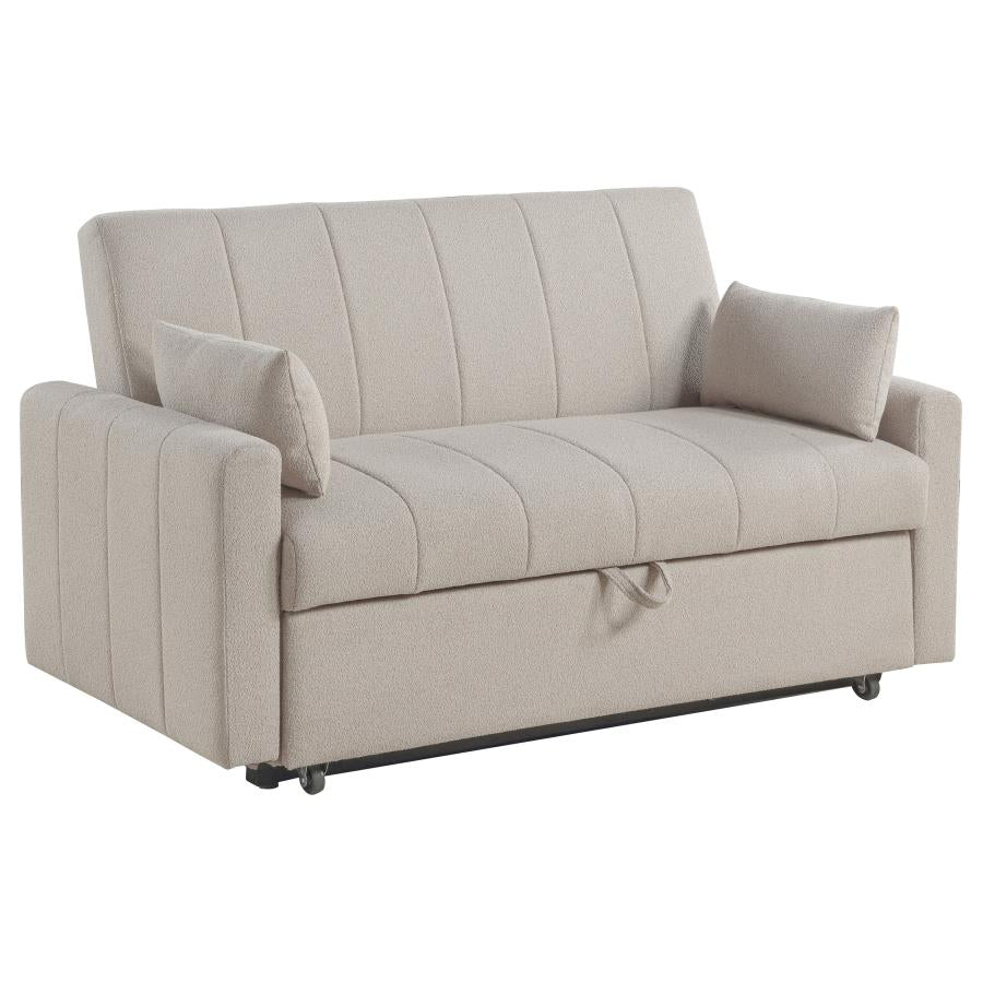 Portland Boucle Upholstered Sleeper Sofa Bed Latte-1