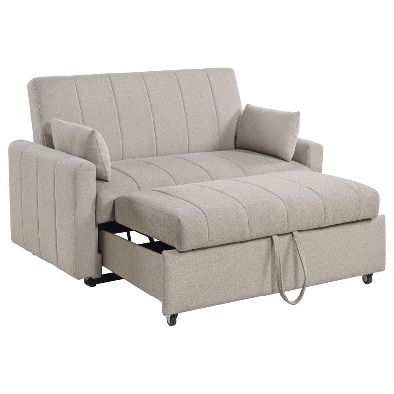 Portland Boucle Upholstered Sleeper Sofa Bed Latte-zoom-