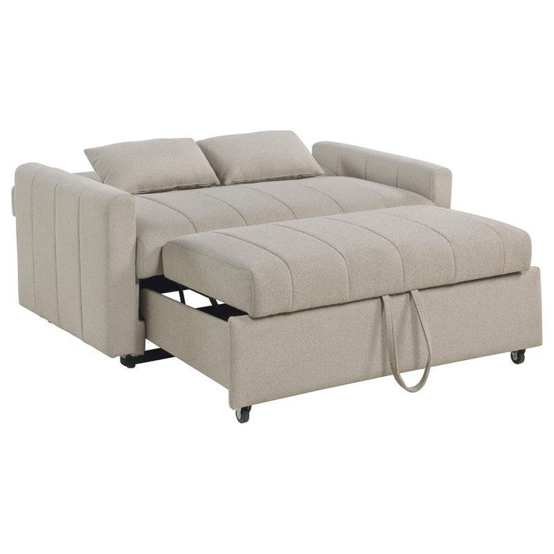 Portland Boucle Upholstered Sleeper Sofa Bed Latte-zoom-