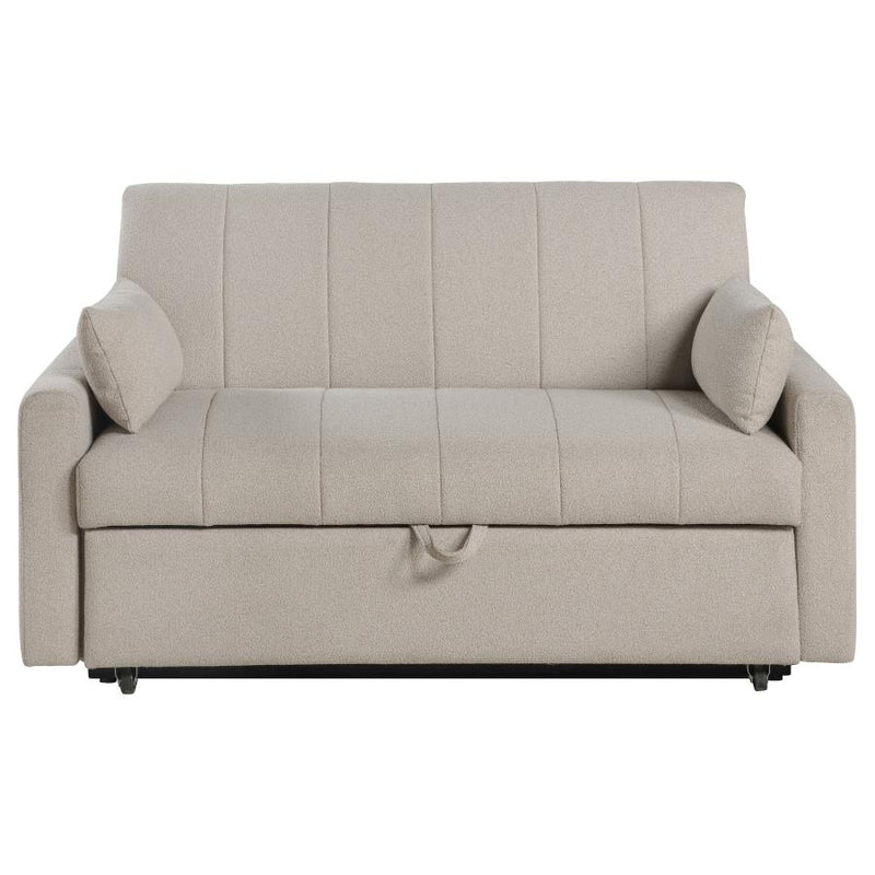 Portland Boucle Upholstered Sleeper Sofa Bed Latte-zoom-