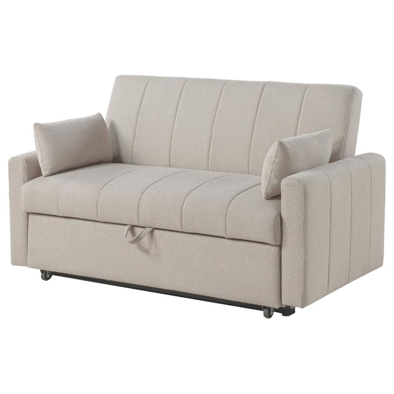 Portland Boucle Upholstered Sleeper Sofa Bed Latte-zoom-