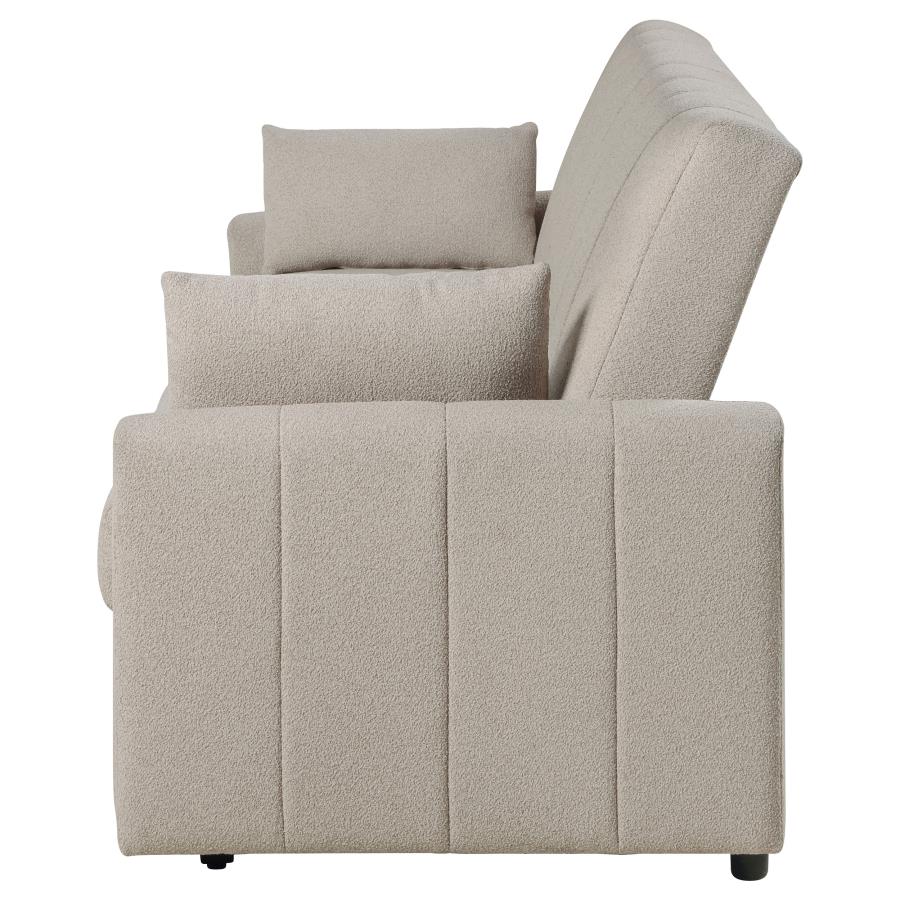 Portland Boucle Upholstered Sleeper Sofa Bed Latte-zoom-9